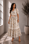 Garden Whispers Floral Skirt Two-Piece Set