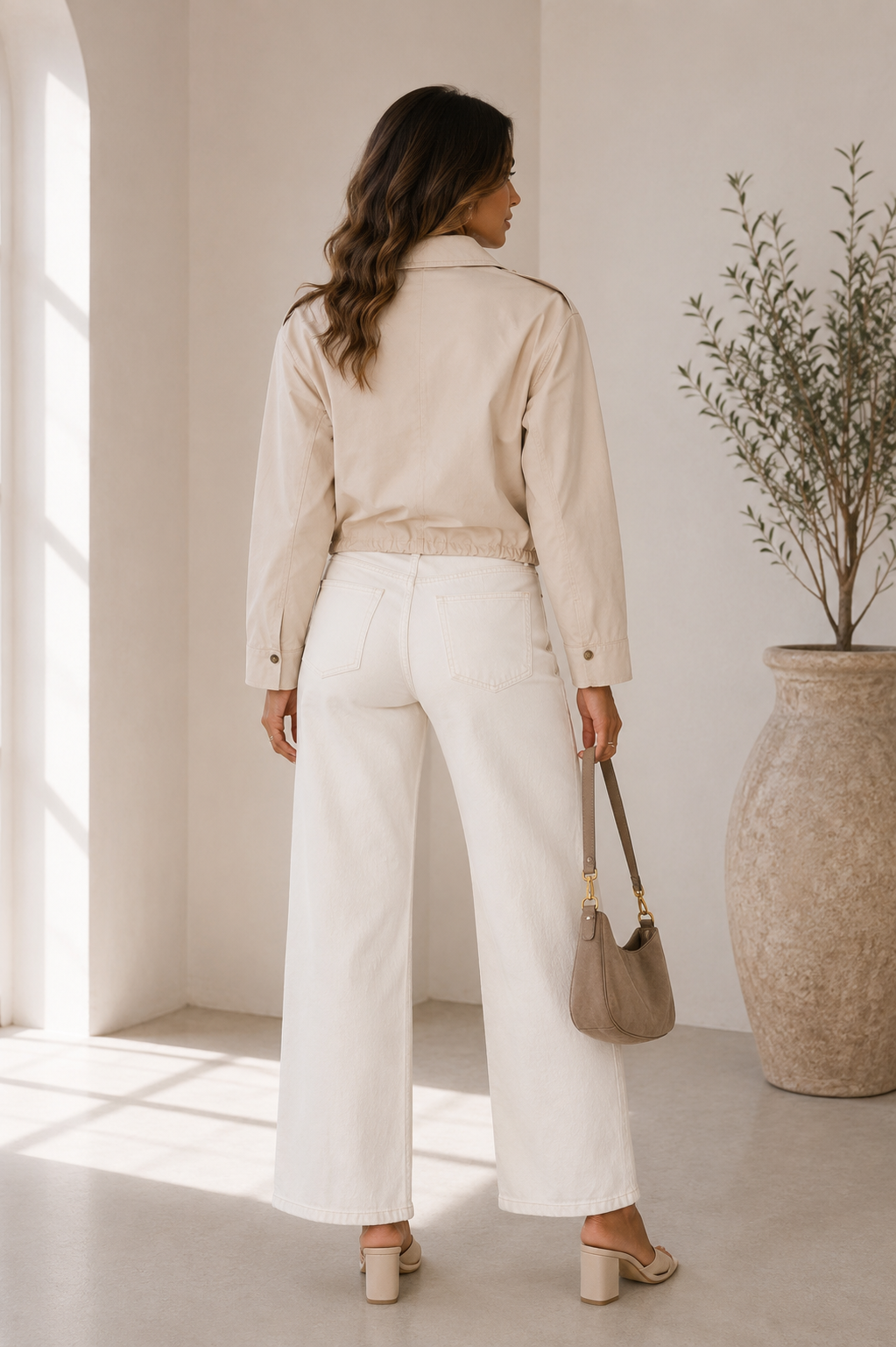 Everyday Utility Cropped Jacket in Beige