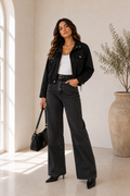 Everyday Utility Cropped Jacket in Black