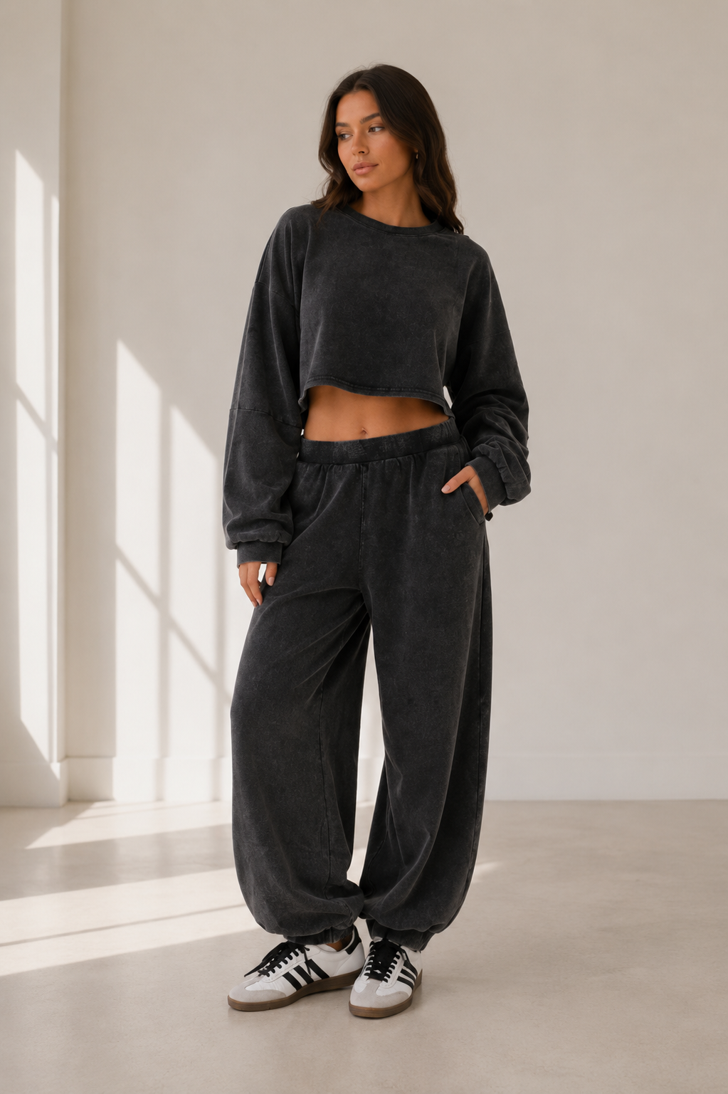 Off Duty Lounge Cotton Set in Black