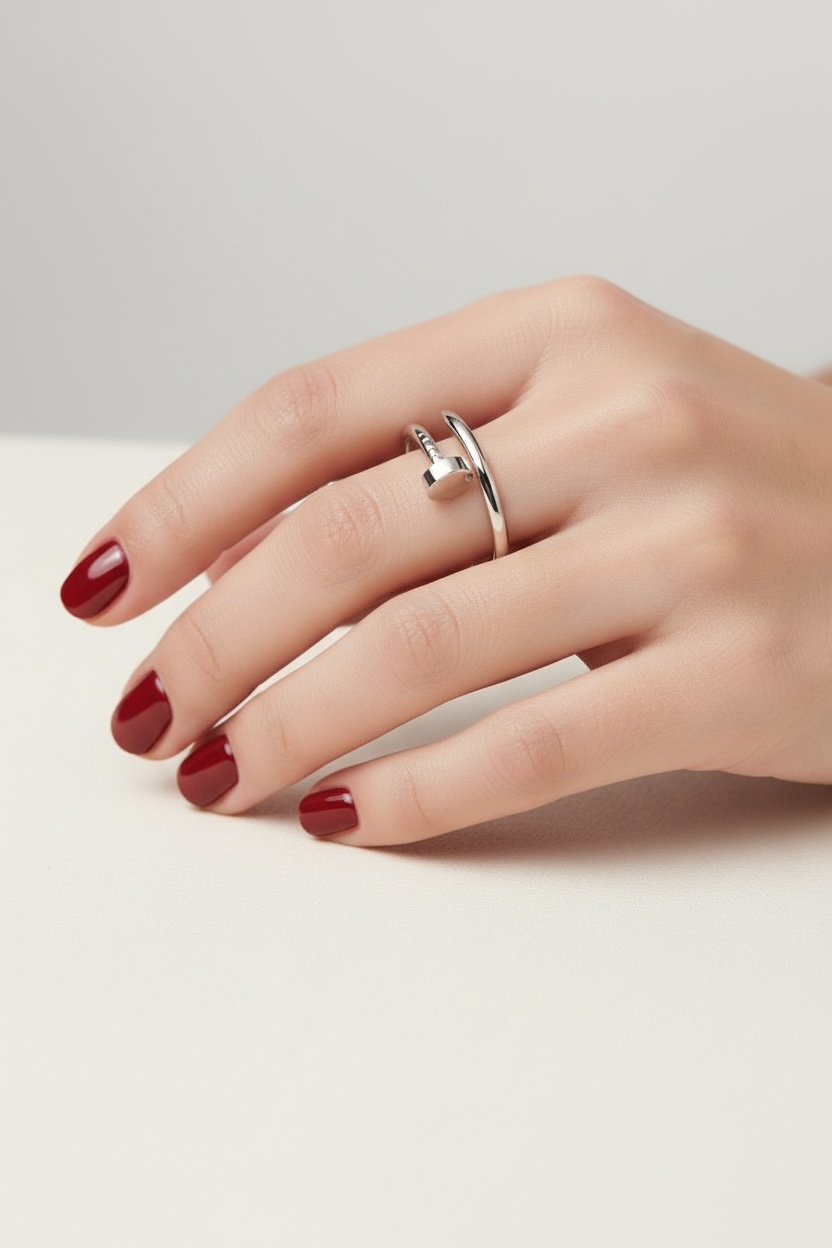Modern Nail Wrap Gold Plated Ring in Silver Tone