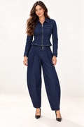 Dark Indigo Denim Jacket & Barrel Leg Pants Set