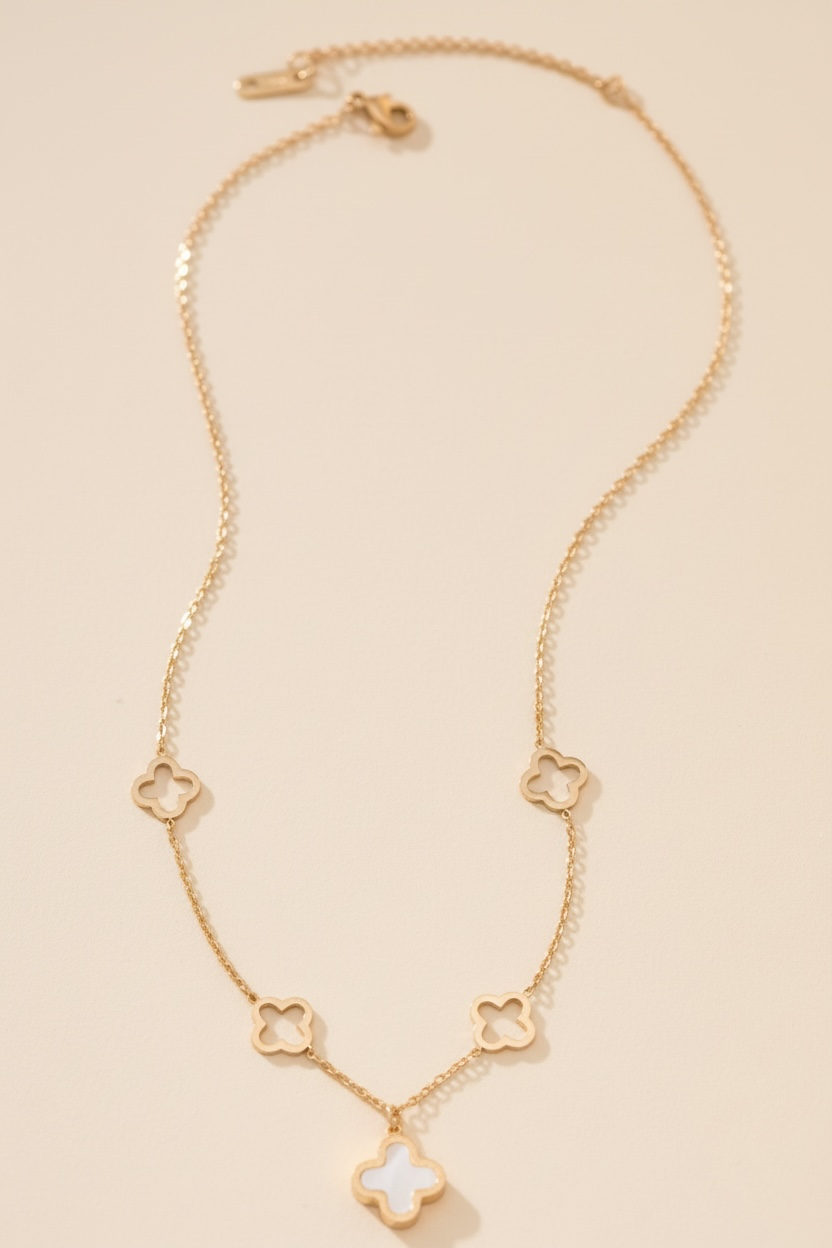 Clover Charm Necklace – 18K Gold Plated Stainless Steel
