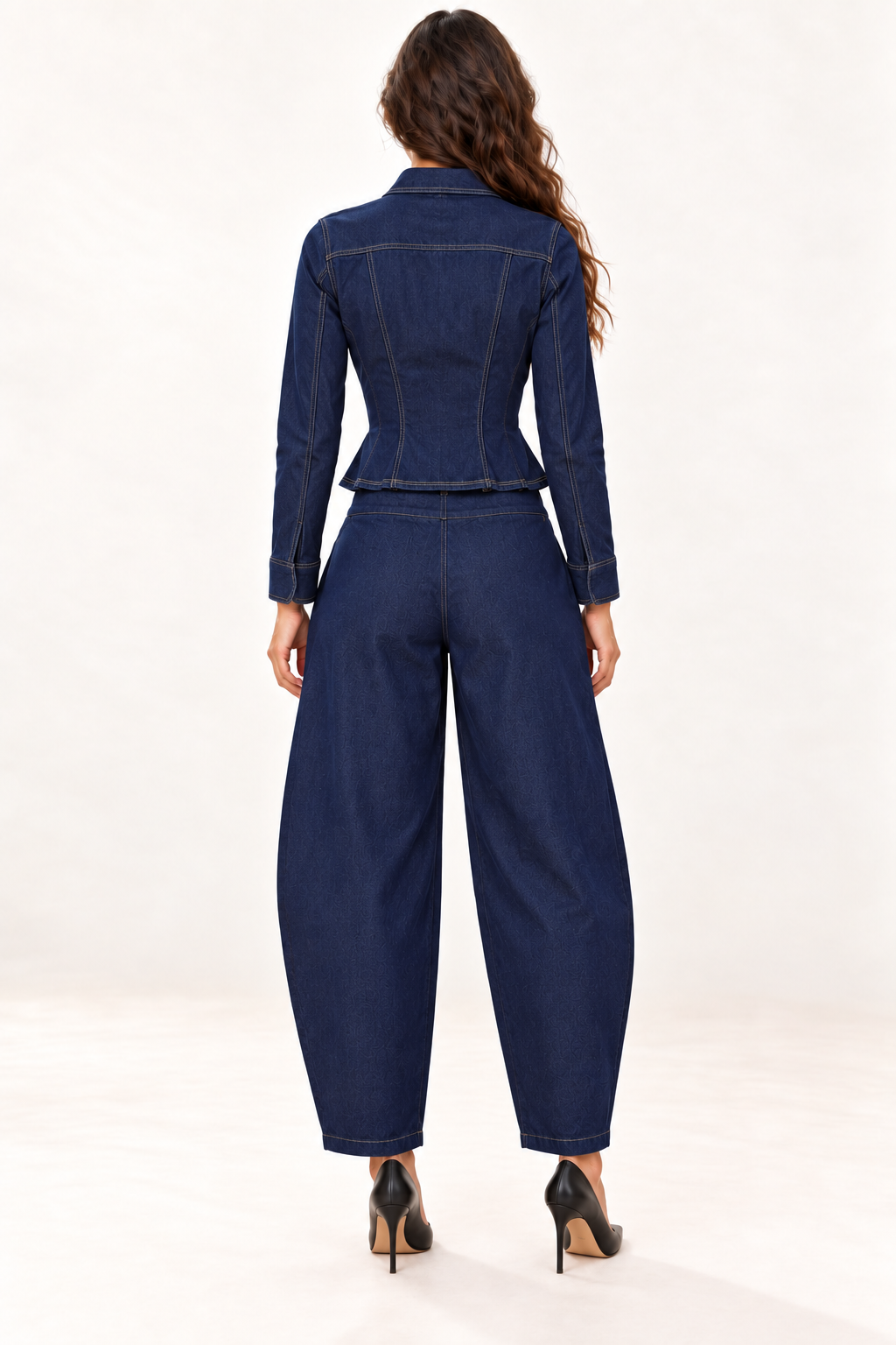 Dark Indigo Denim Jacket & Barrel Leg Pants Set